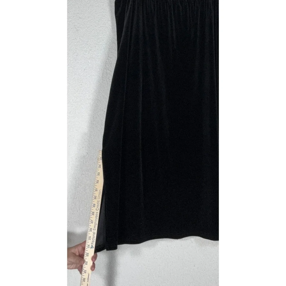 Notations Black Velvet Midi Skirt - 1X- Elastic Waist Stretch Evening Holiday